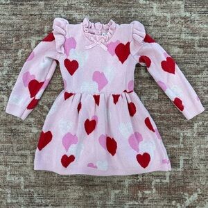 Janie and Jack Girl 18-24 Months Fairy Tale Heart Sweater Dress Valentine Pink